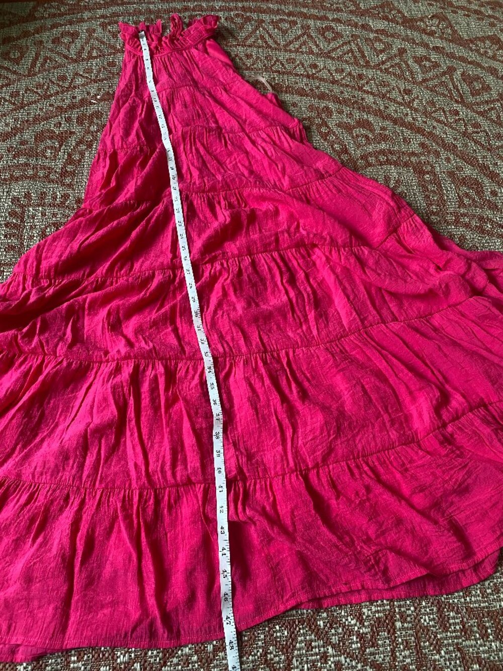 Aura Hot Pink High Neck Maxi Dress
